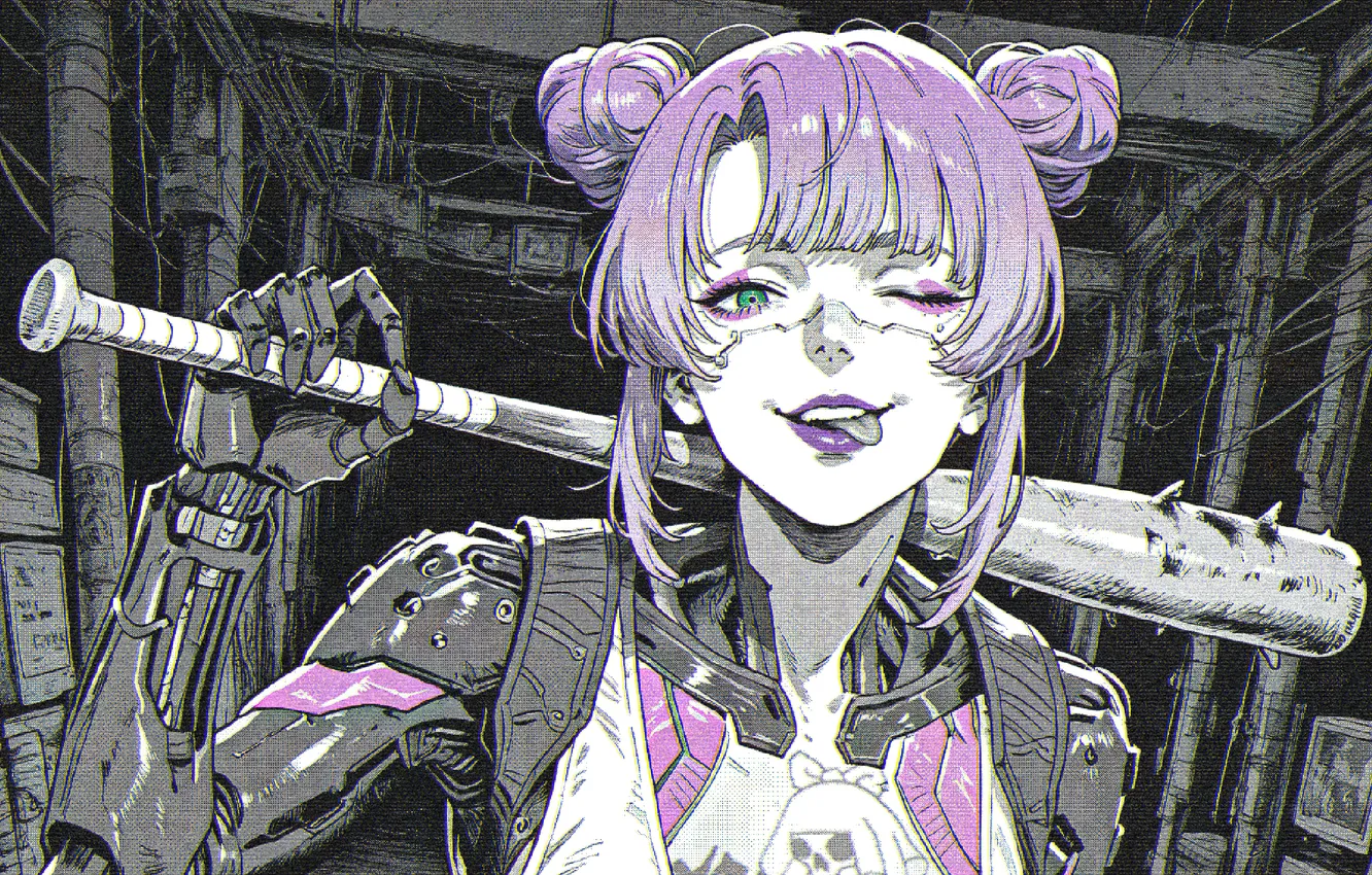 Фото обои style, art, Cyberpunk 2077, Sci Fi, anime girl, AI Artist, Rita Wheeler, Xenotrip