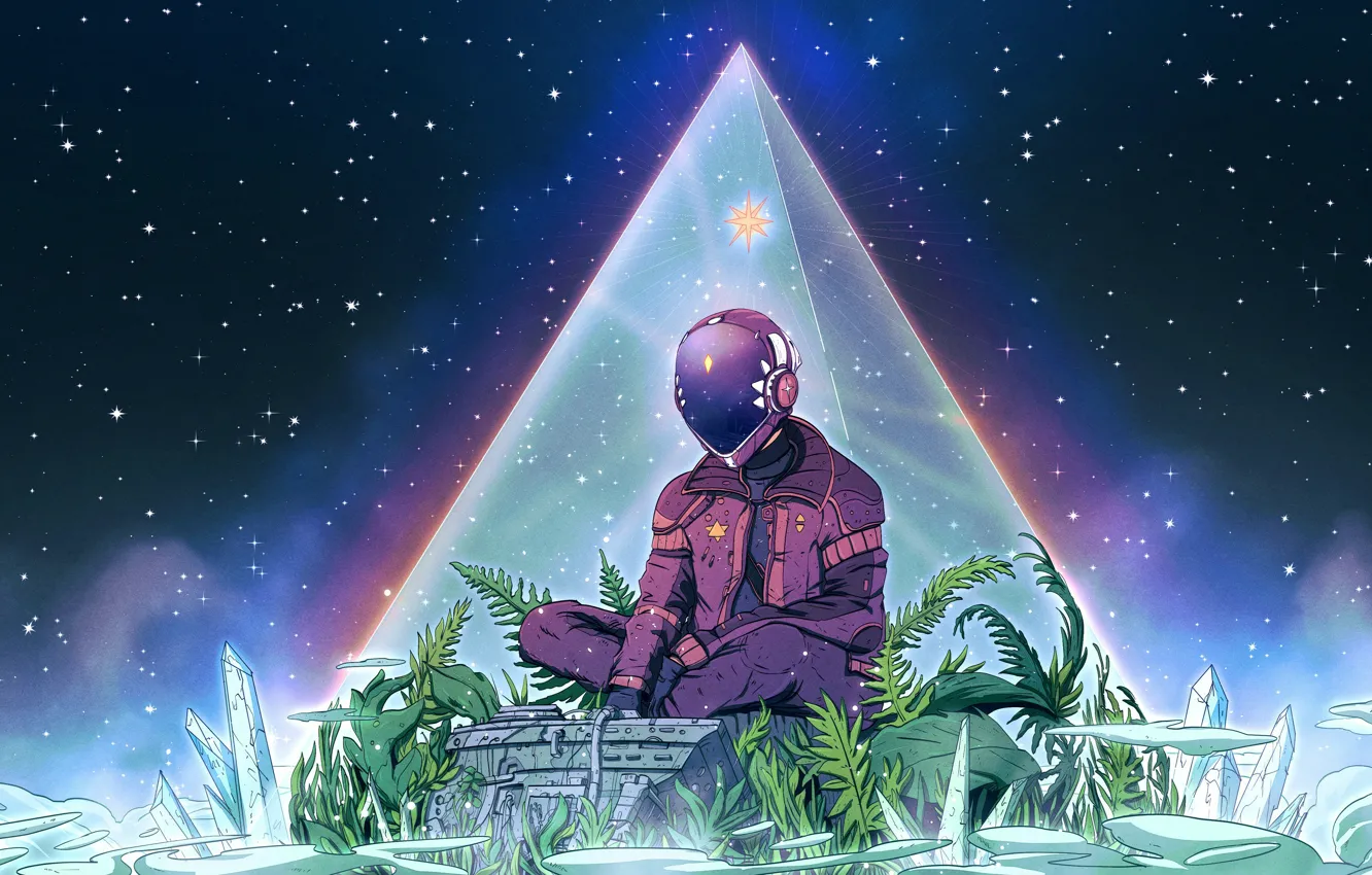 Фото обои fantasy, cyberpunk, digital art, meditation