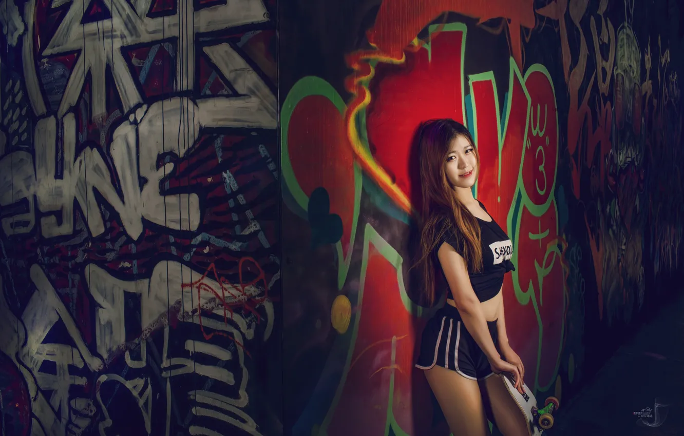 Фото обои girl, shorts, beautiful, model, asian