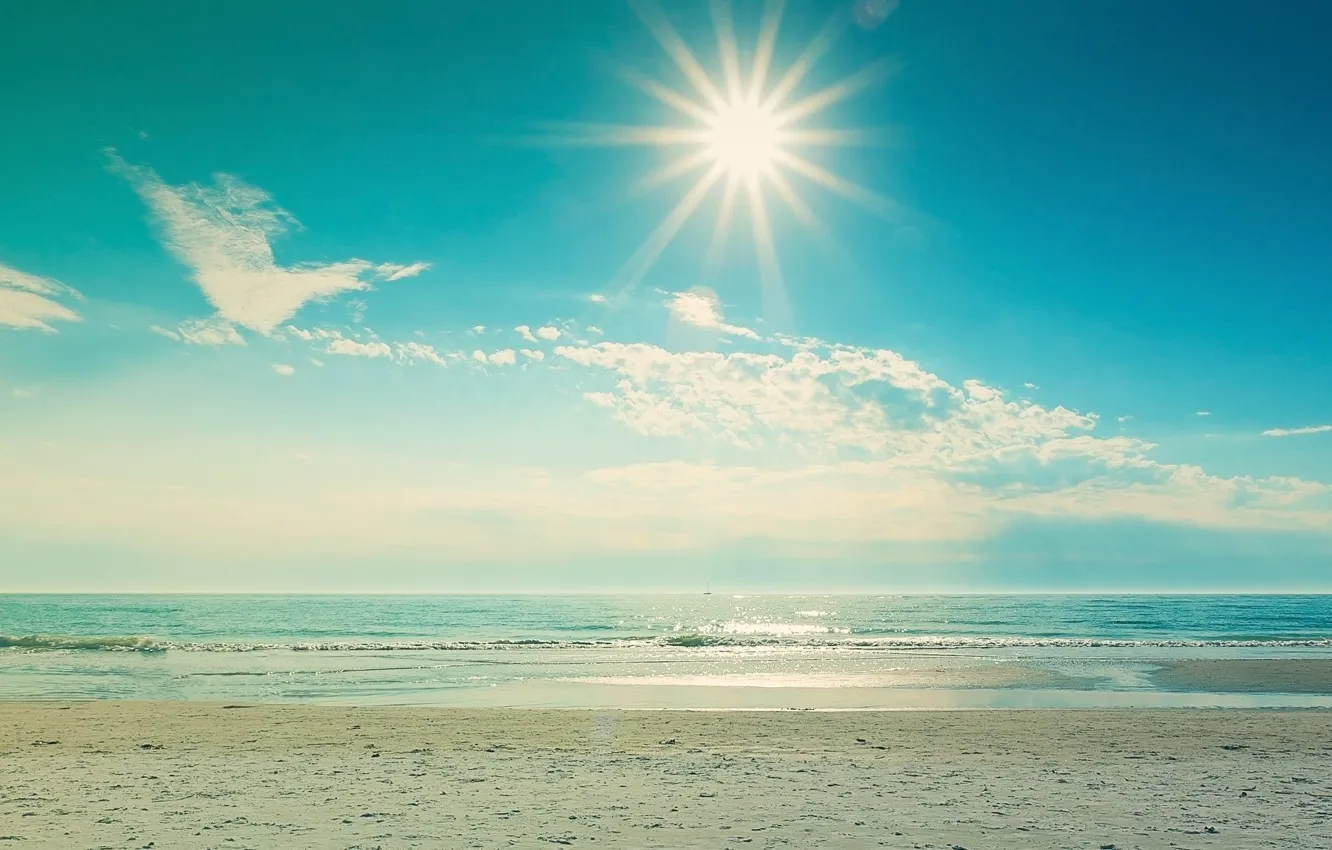 Фото обои пляж, небо, солнце, океан