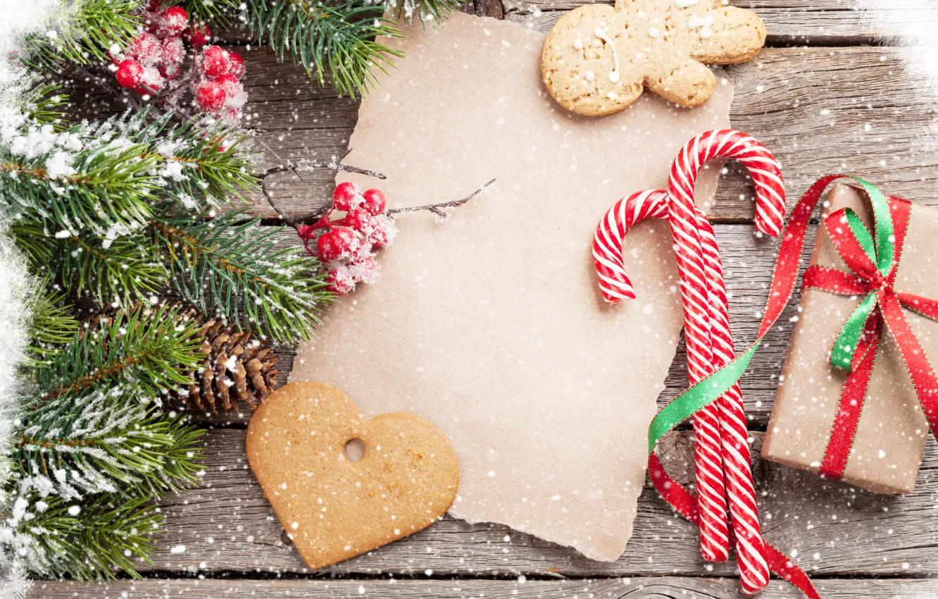 Фото обои украшения, елка, Рождество, подарки, Новый год, Christmas, tree, cookies