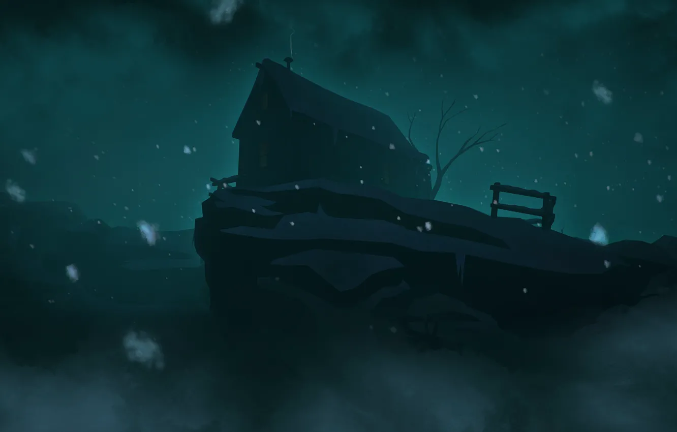 Фото обои Ночь, Дом, House, Night, Hinterland Studio, The Long Dark, Indie game