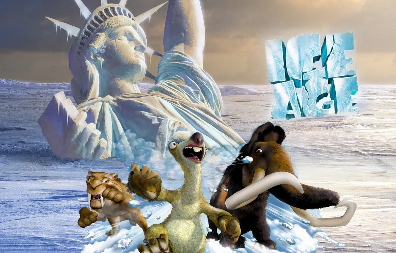 Фото обои Нью-Йорк, Статуя Свободы, Диего, sea, мамонт, New York, movie, fanart