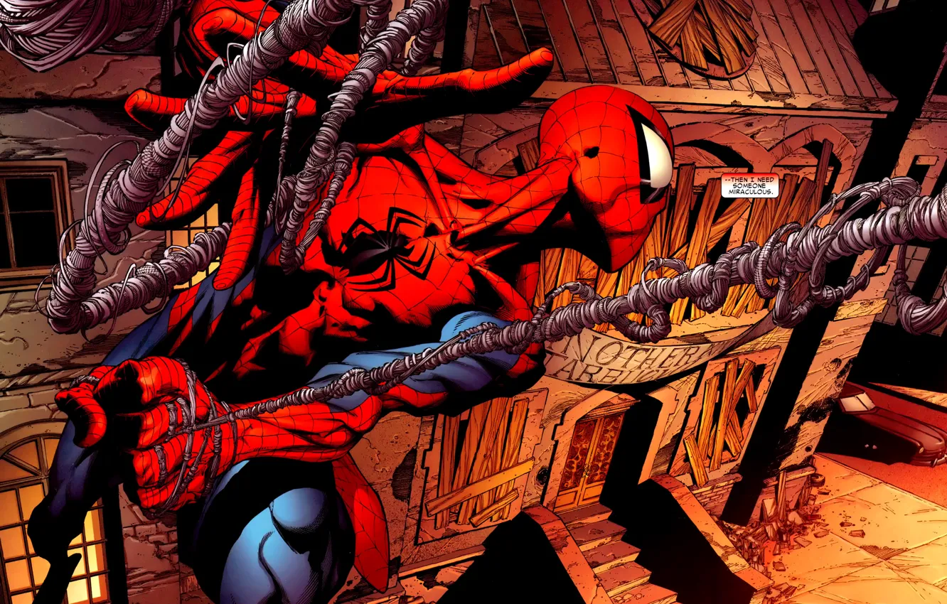 Фото обои Marvel, комикс, comics, человек паук, spider man, superhero, супер герой