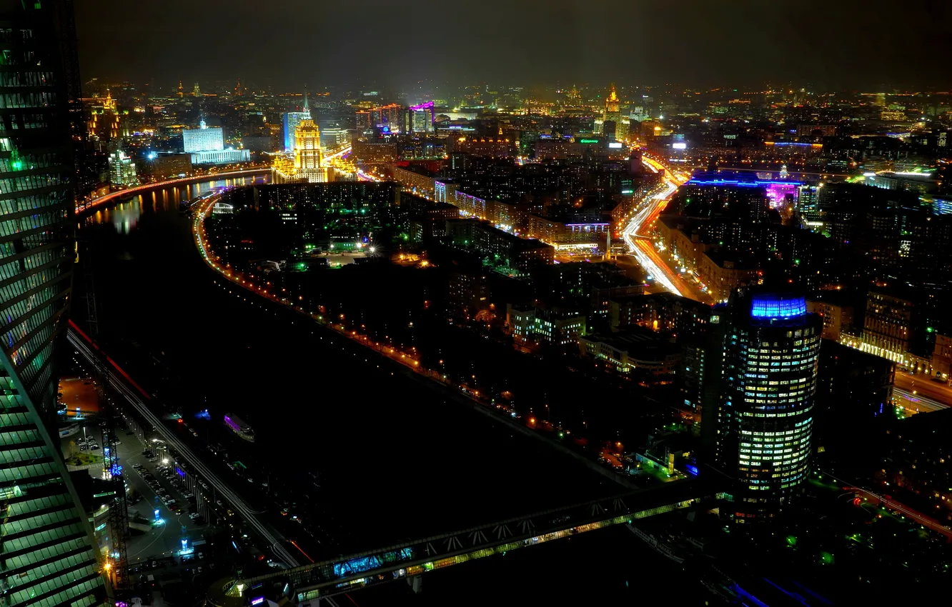 Фото обои ночь, Москва, Россия, Russia, night, Moscow