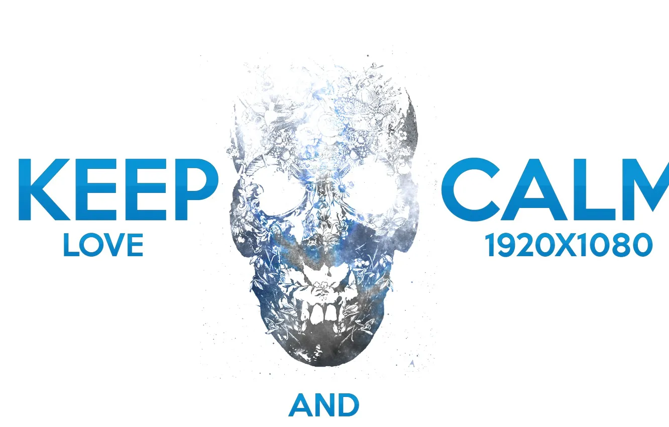 Фото обои белый, череп, размер, keepcalm, wondershell
