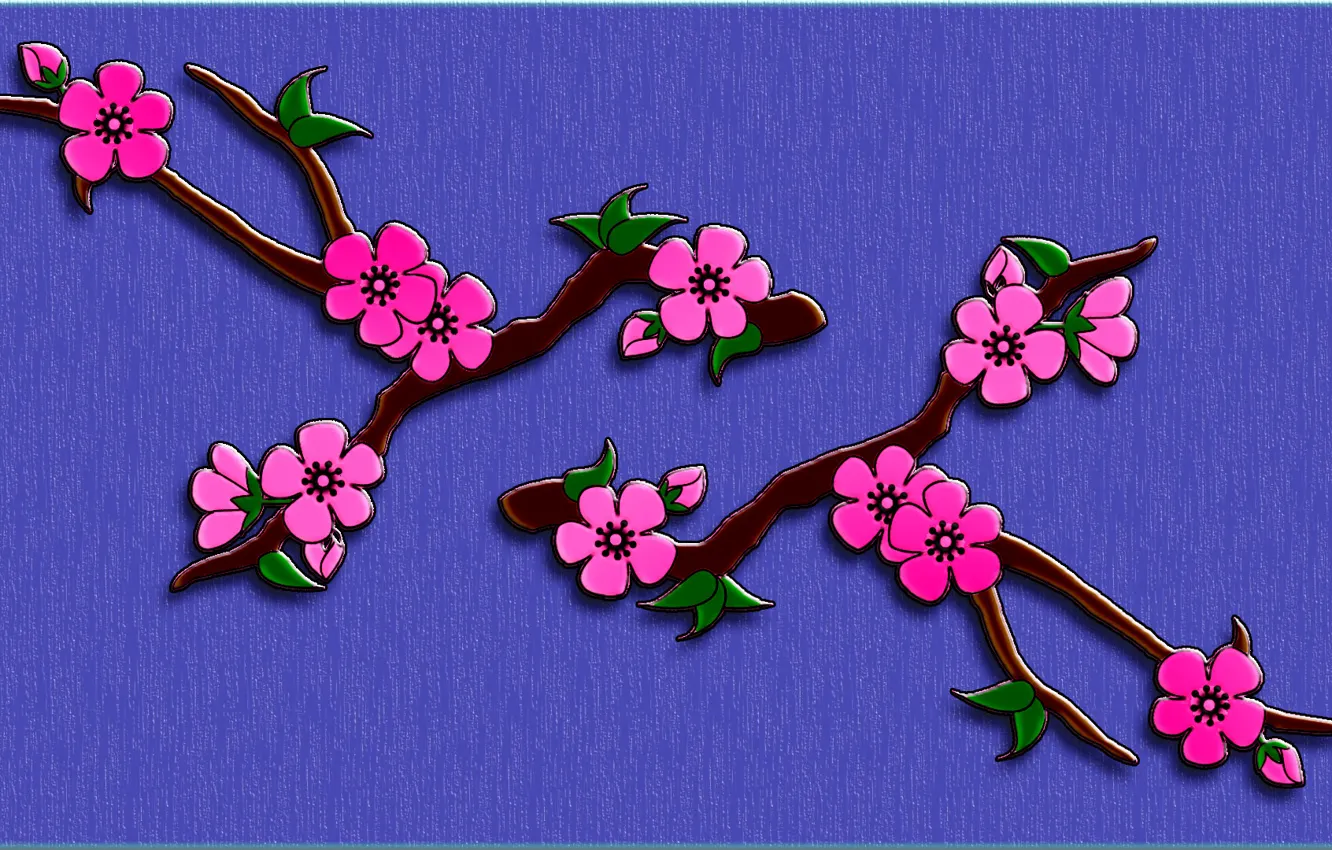 Фото обои листья, цветы, ветки, сад, объем