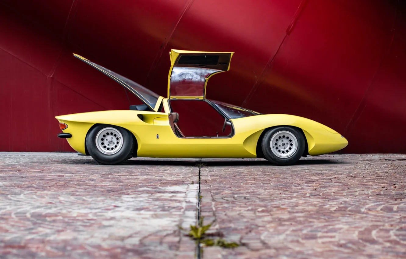 Фото обои 1969, Alfa Romeo, yellow, Pininfarina, Alfa Romeo 33/2 Coupe Speciale, Tipo 33