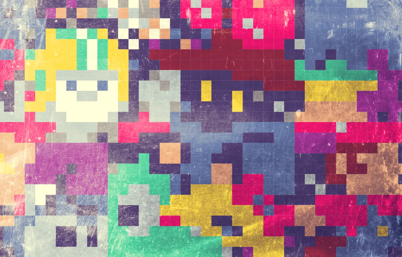 Фото обои мозаика, абстракция, квадратики, текстура, разноцветные, abstraction