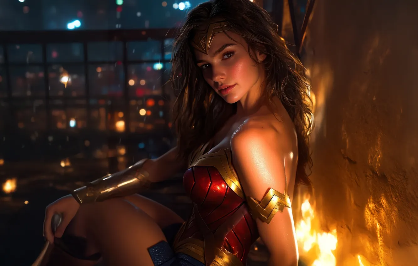 Фото обои wonder woman, heroine, shielded
