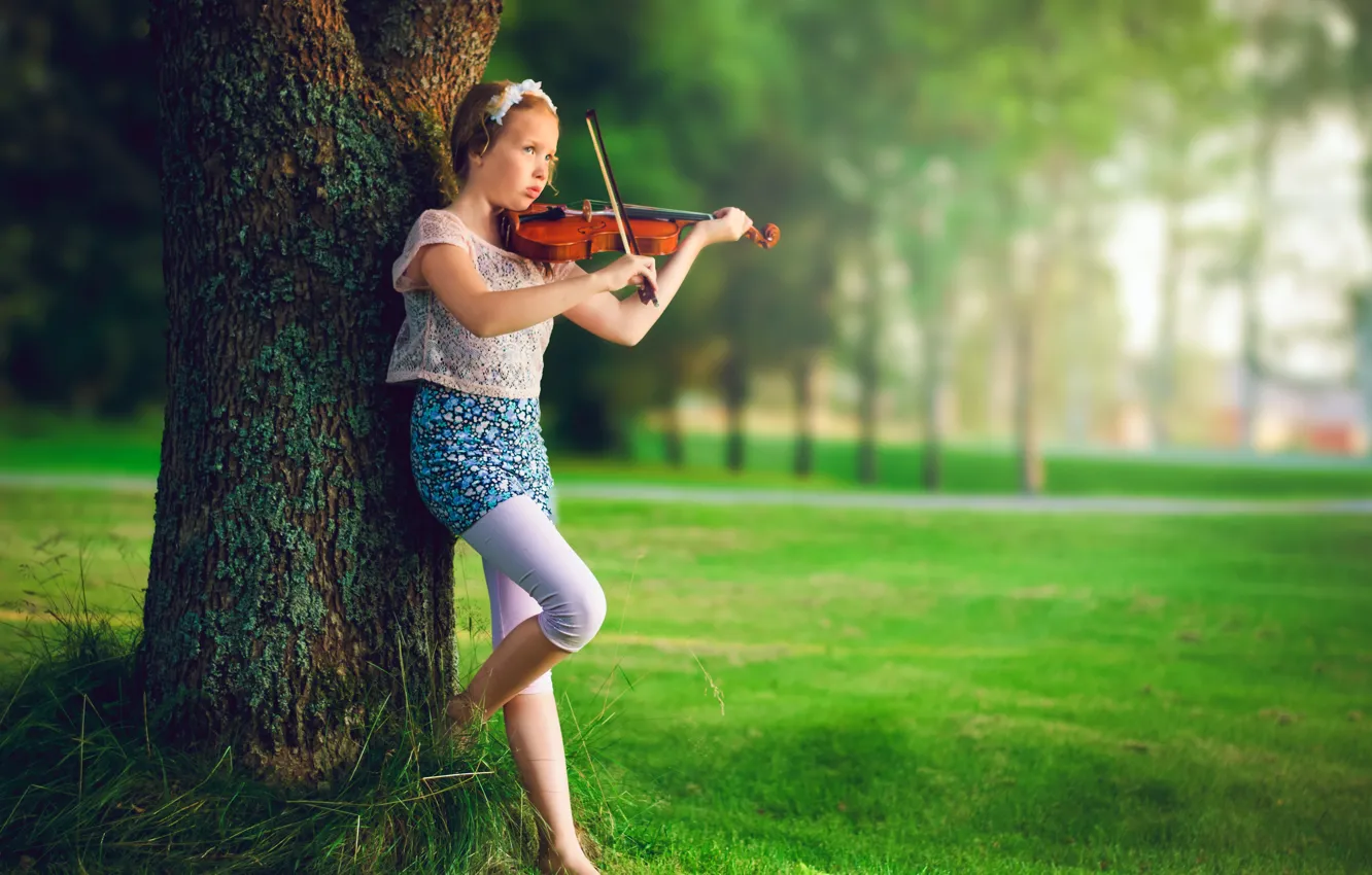Фото обои музыка, скрипка, девочка