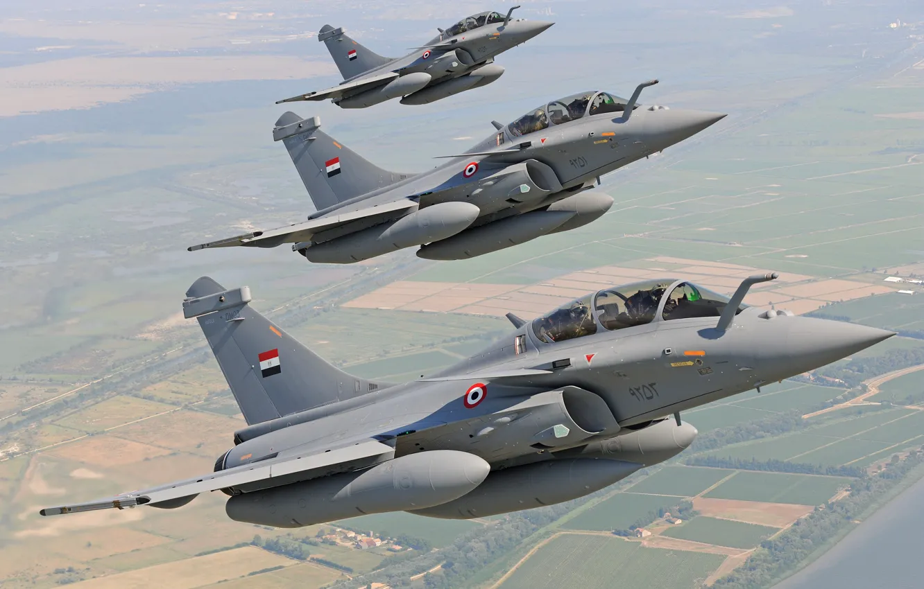 Фото обои Истребитель, Dassault Rafale, ПТБ, ВВС Египта, Rafale DM