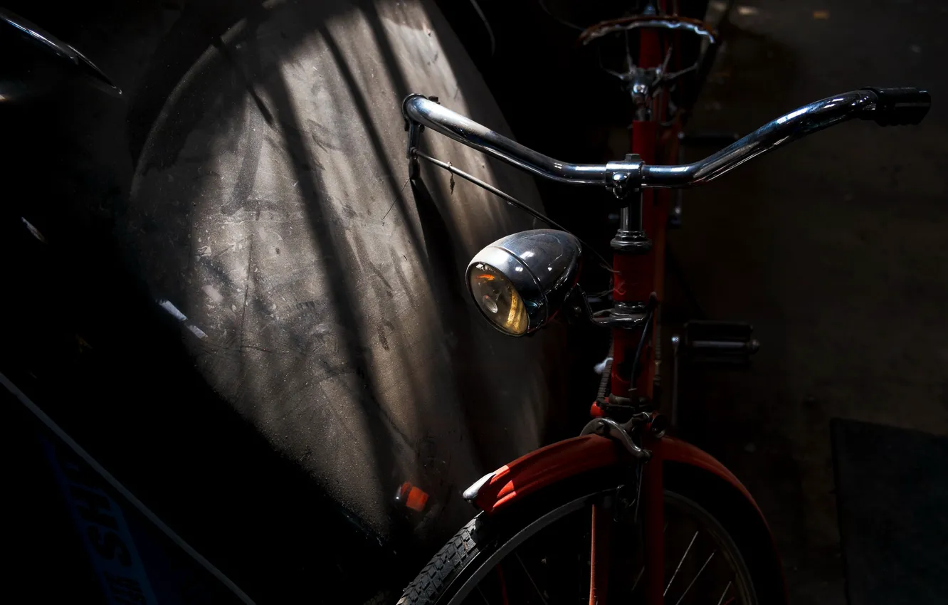 Фото обои свет, велосипед, тень