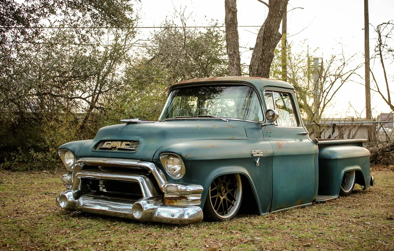 Фото обои Truck, GMC, 1955, Wheels, DE3C, Forgeline