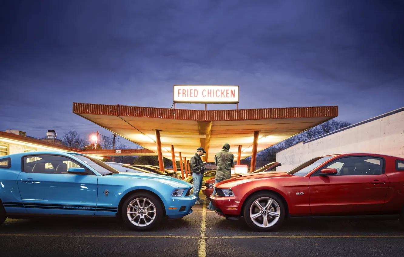 Фото обои mustang, мустанг, red, ford, cars, blue