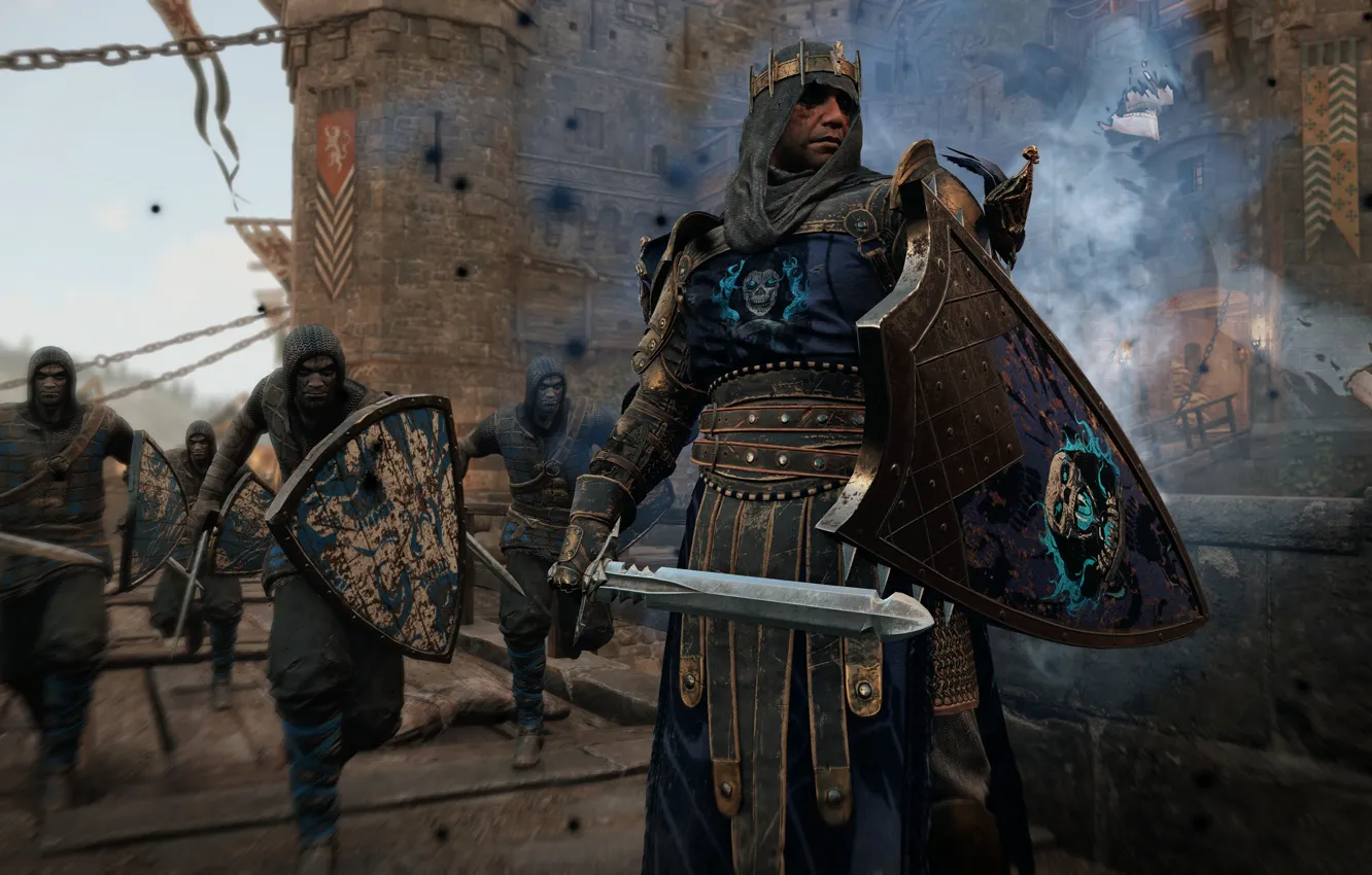 Фото обои замок, игра, меч, бой, нападение, game, рыцарь, screenshot