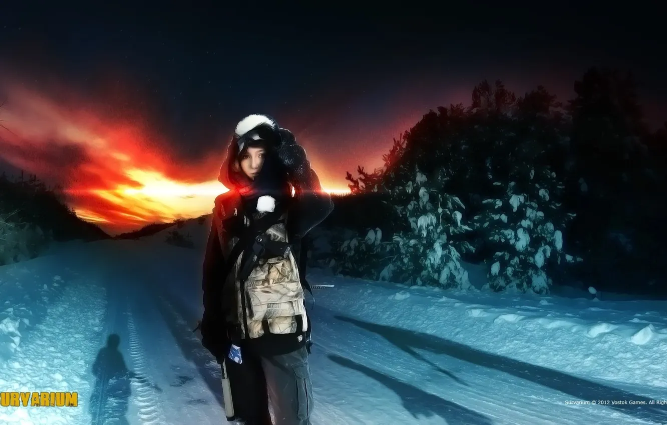 Фото обои зима, снег, тень, мальчик, ребёнок, Survarium, Vostok Games