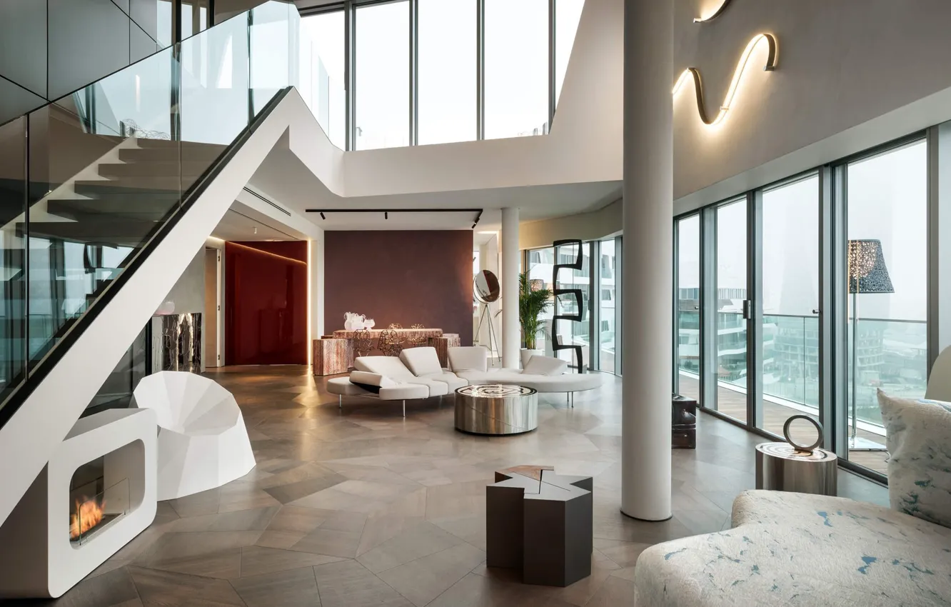 Фото обои интерьер, пентхаус, гостиная, Penthouse in Milano