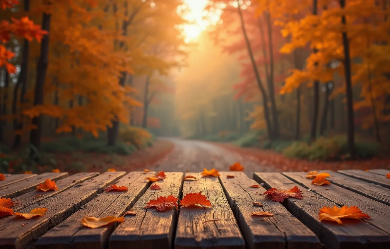 Фото обои landscape, park, autumn, leaves