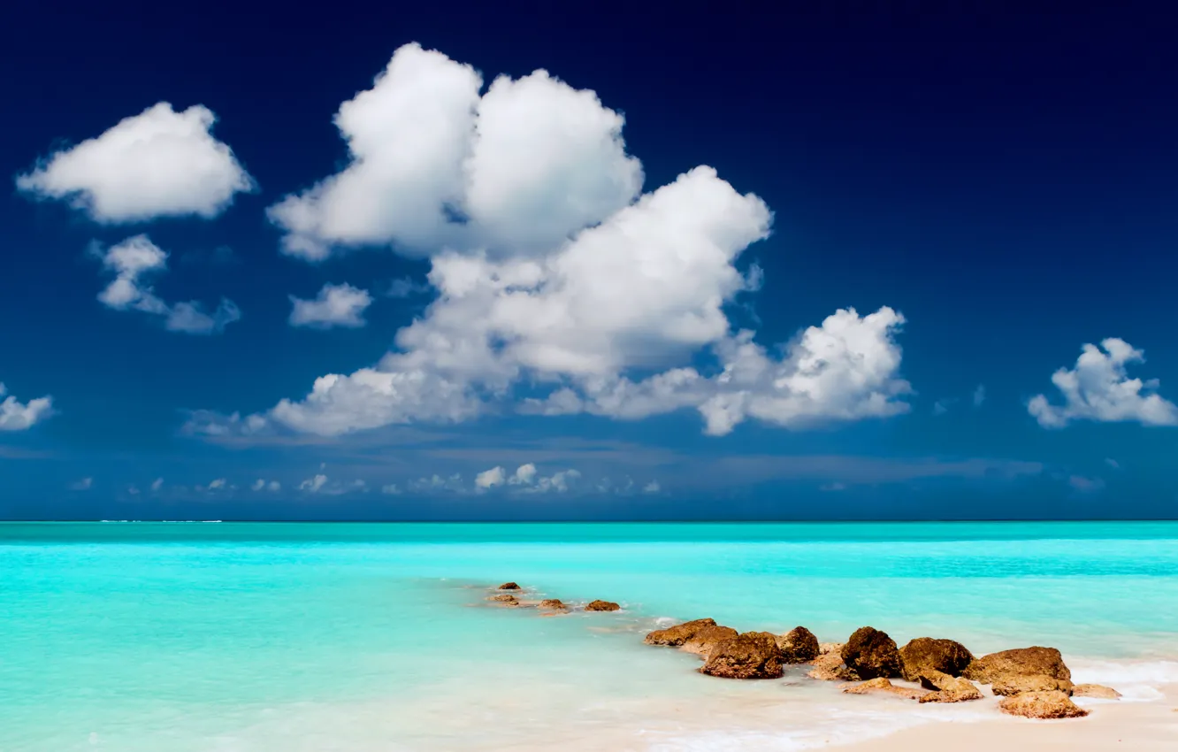 Фото обои песок, море, пляж, небо, вода, облака, пейзаж, тучи