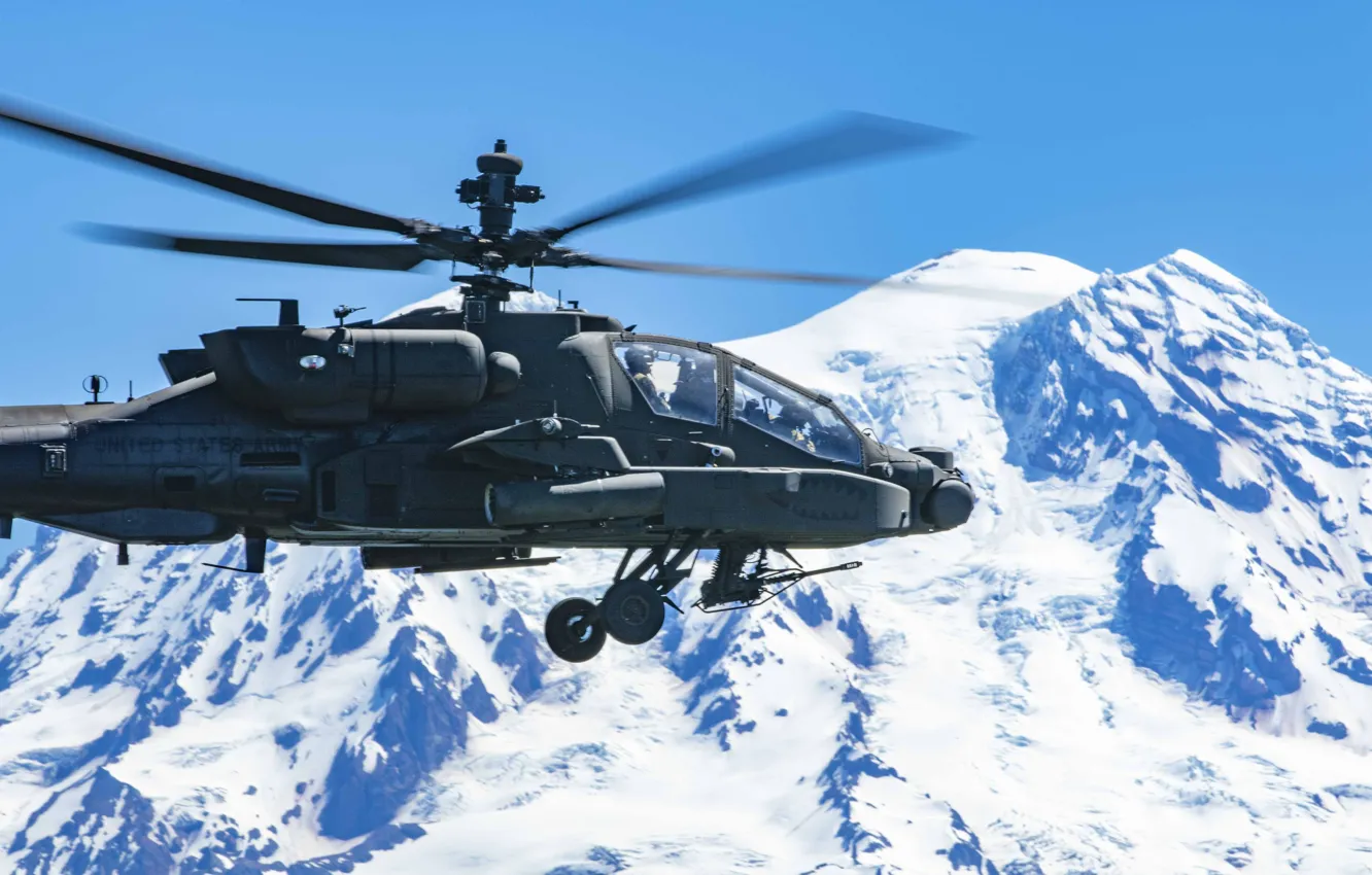 Фото обои Горы, Полет, Boeing, США, McDonnell Douglas, Mount Rainier, Hughes Helicopters, Ударный вертолет
