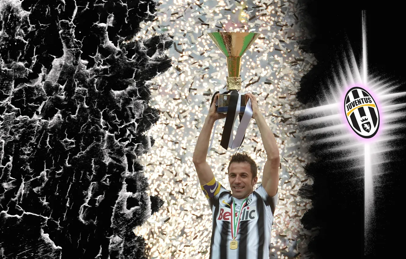 Фото обои Italy, Black, Football, Cup, Juventus, Juve, Alessandro Del Piero, Black and hite