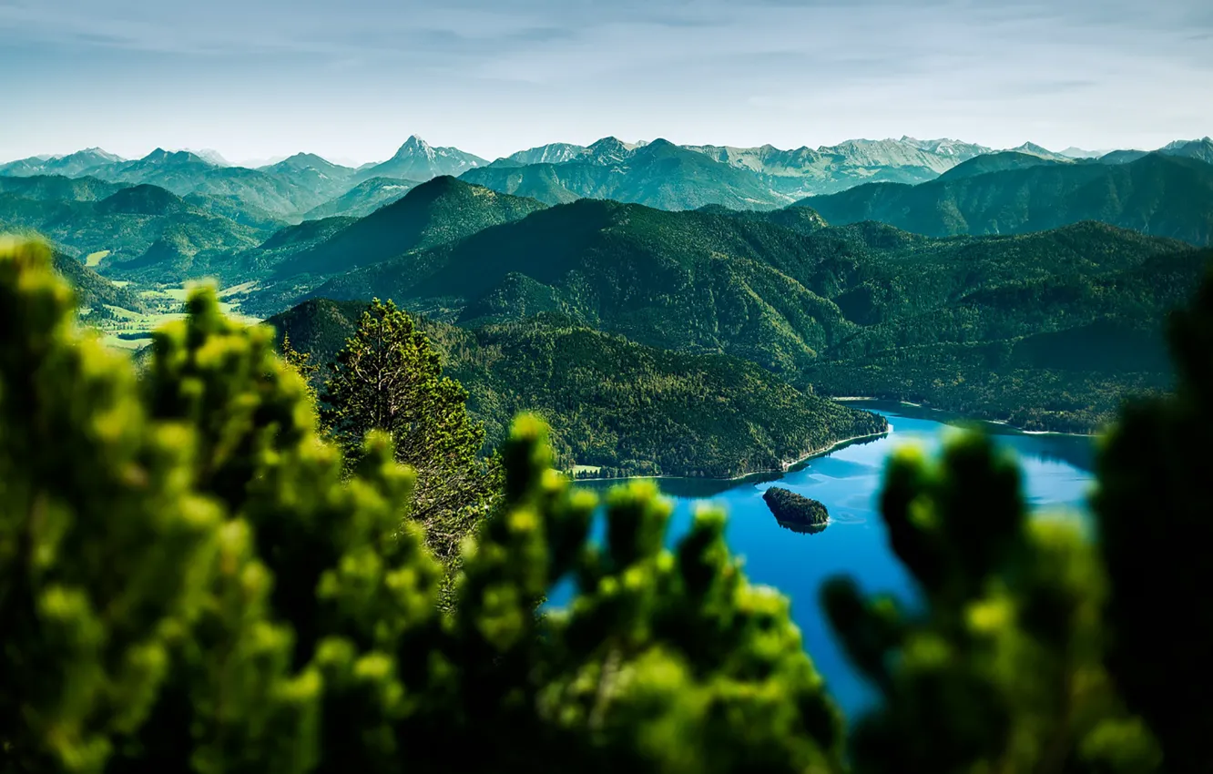 Фото обои mountains, lake, sunny