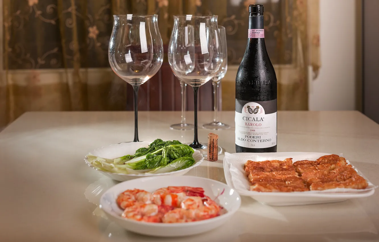 Фото обои Italy, wine, art, shrimp, Piemonte, wine glass, cork, masterpiece