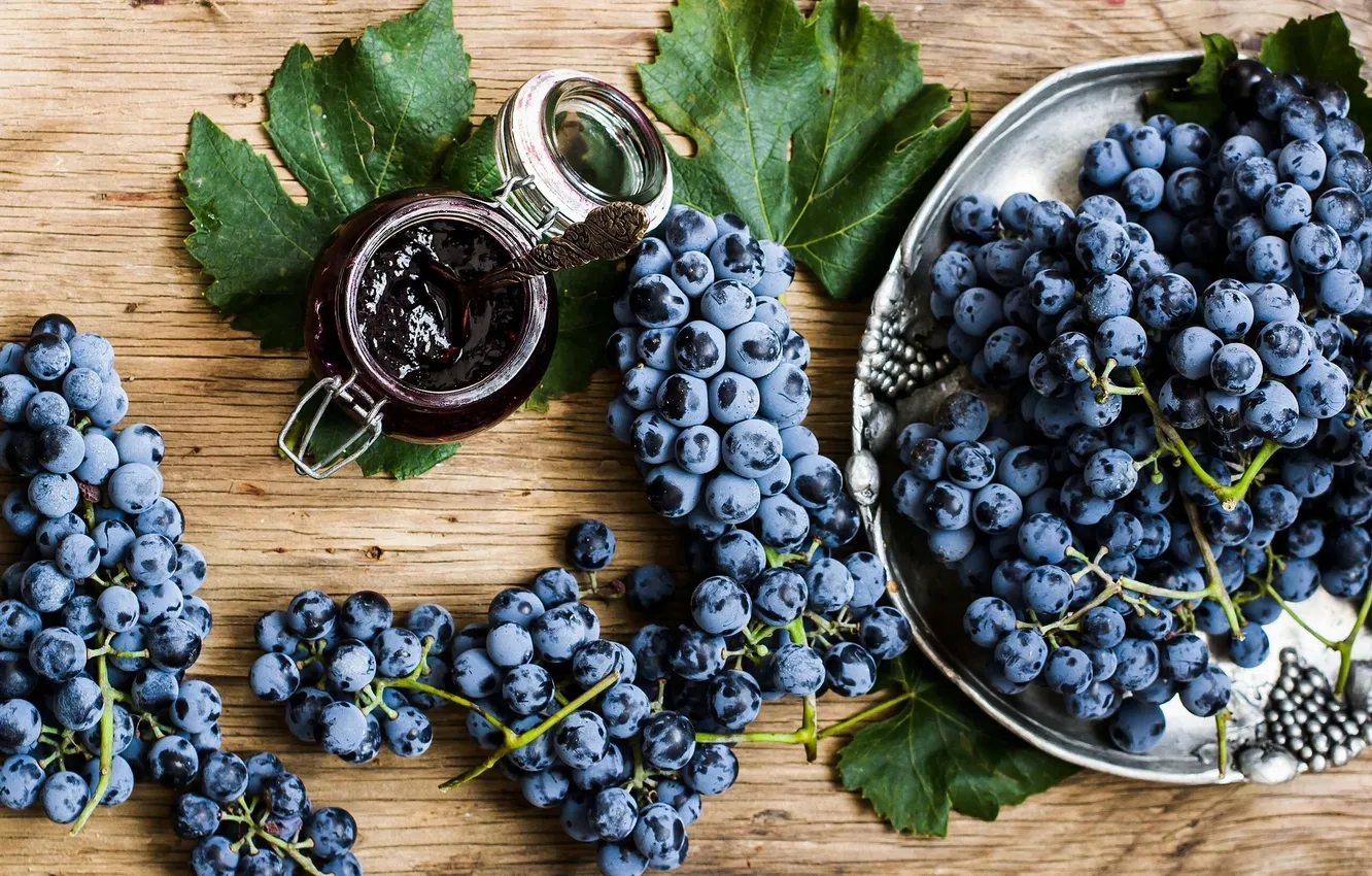 Фото обои виноград, гроздья, джем
