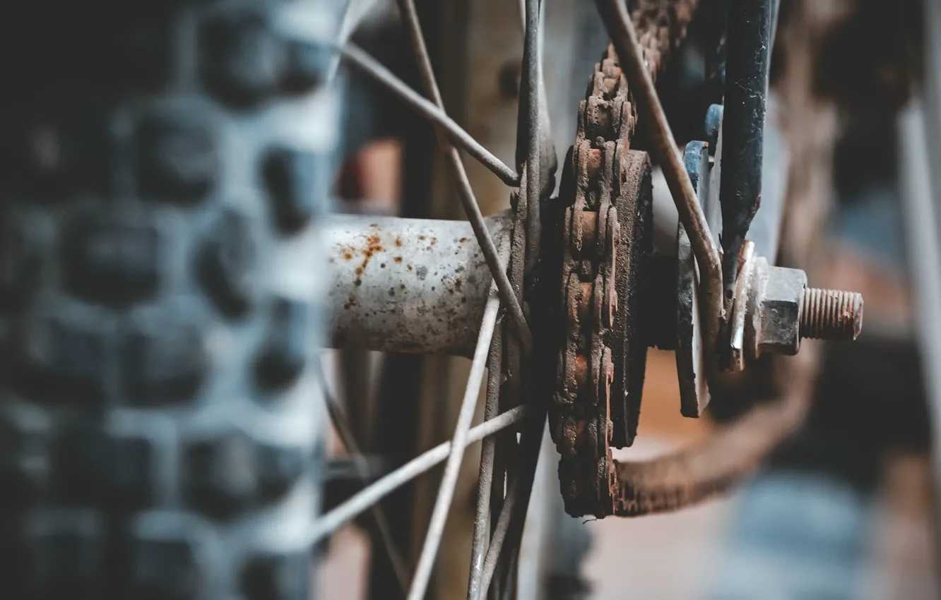 Фото обои велосипед, колесо, цепь