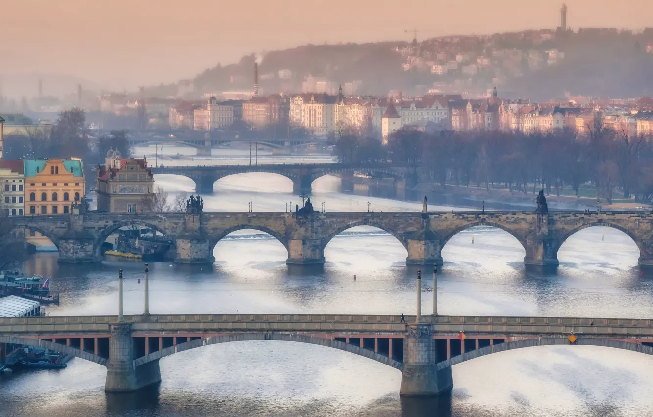 Фото обои Прага, Чехия, Bridges of Prague