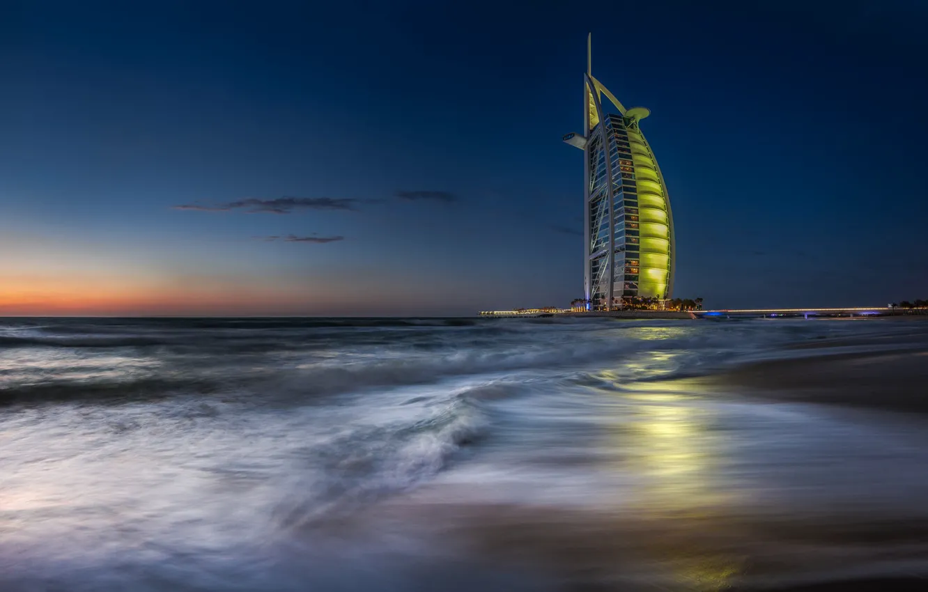 Фото обои море, Дубай, отель, ОАЭ, Парус, Бурдж-эль-Араб