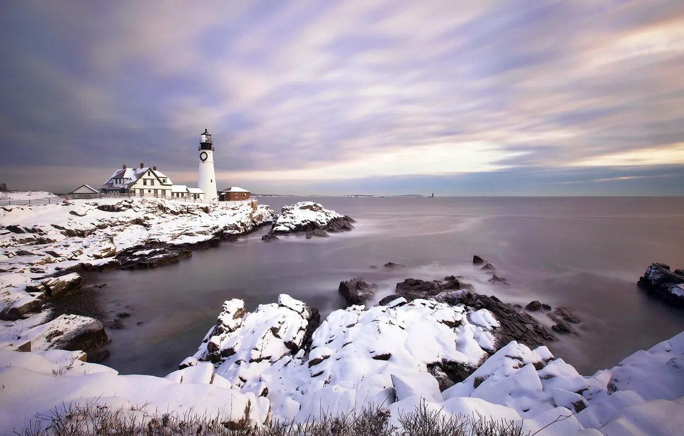 Фото обои landscape, lighthouse, portland head light