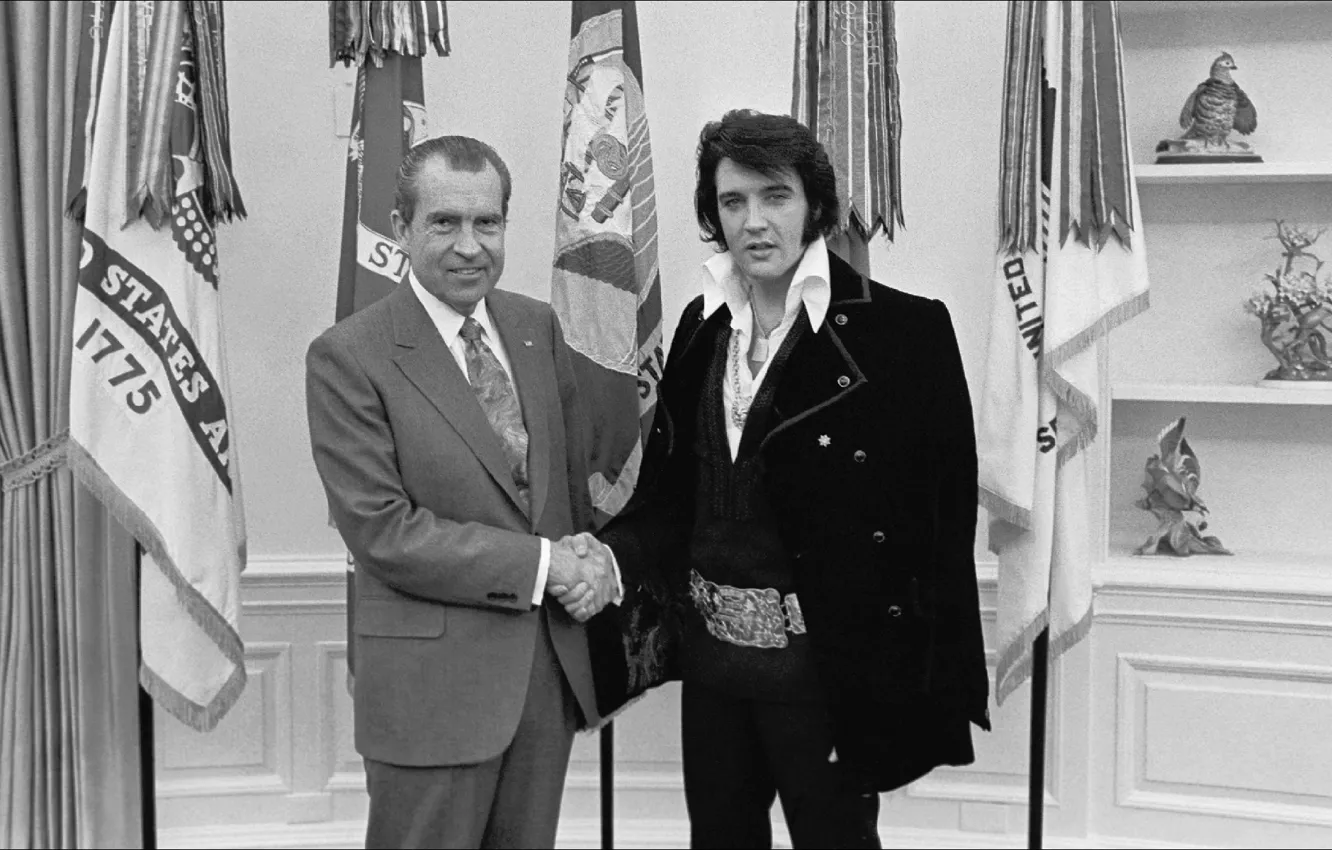 Фото обои США, история, президент, Элвис Пресли, Ричард Никсон