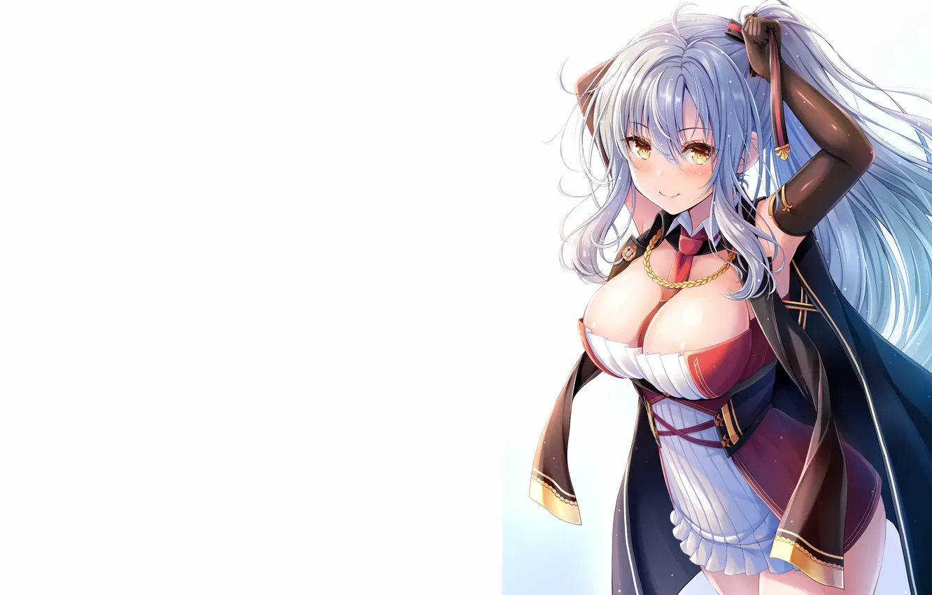 Фото обои girl, sexy, cleavage, long hair, dress, boobs, anime, beautiful