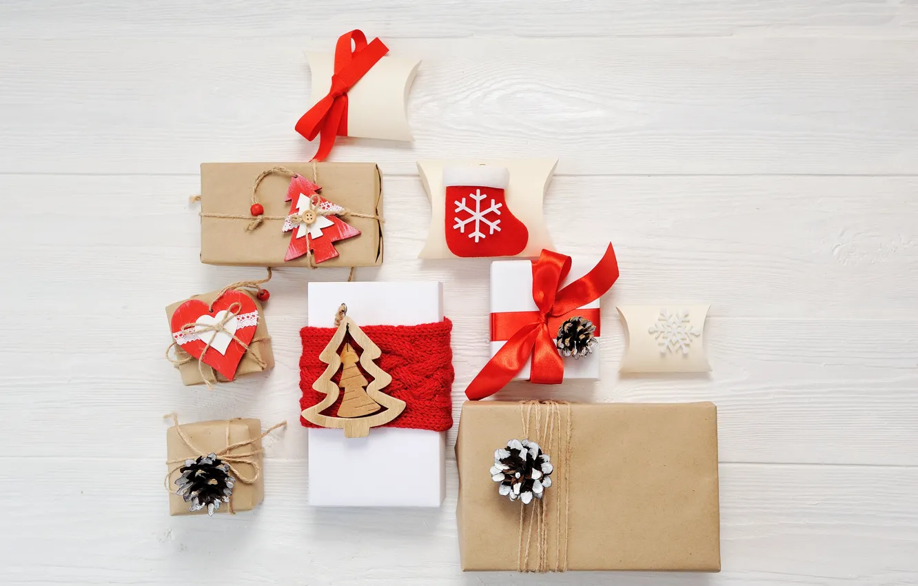 Фото обои украшения, Новый Год, Рождество, подарки, happy, Christmas, wood, New Year