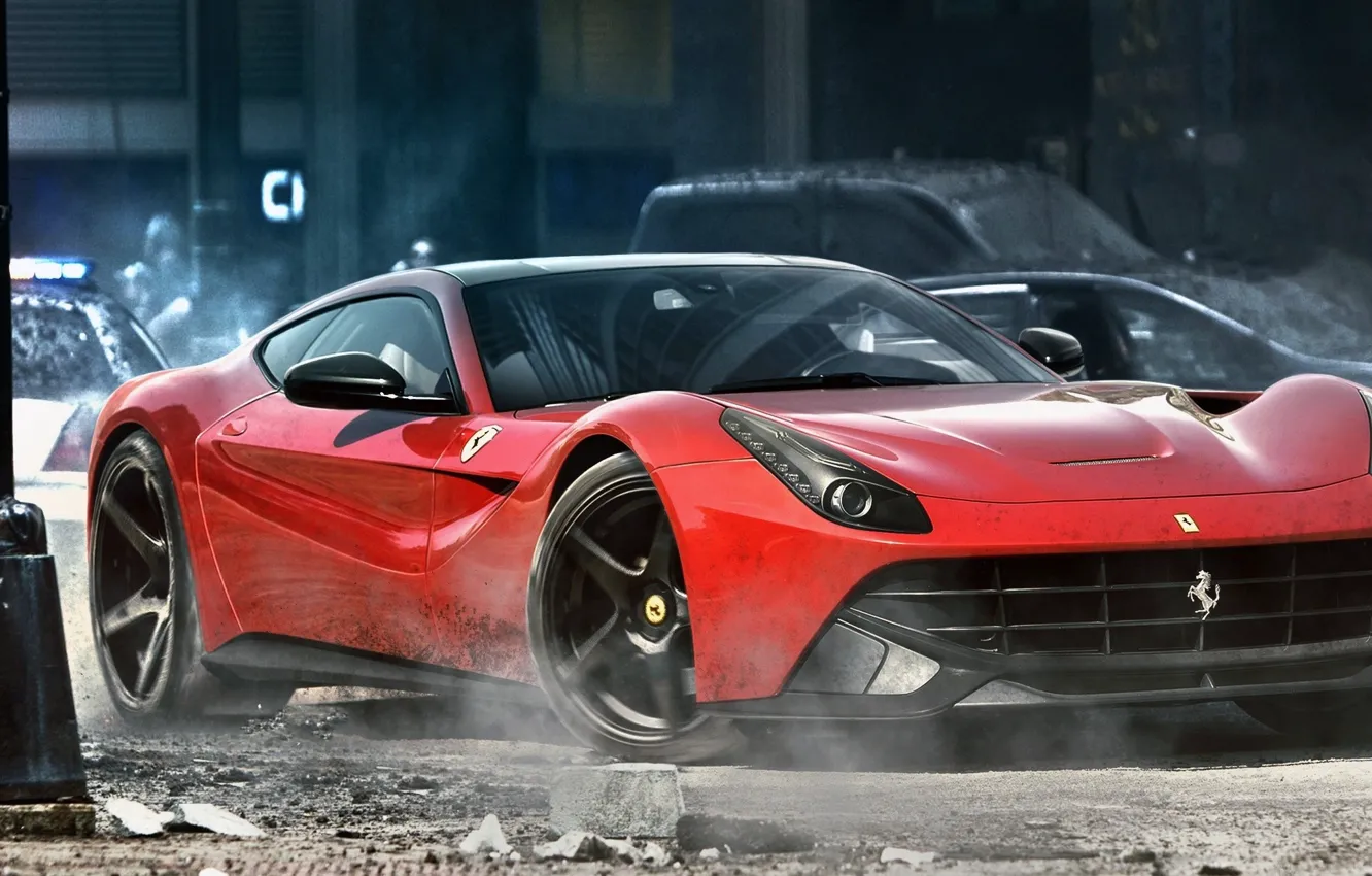 Фото обои RED, Berlinetta, Ferrari F12, итальянский суперкар