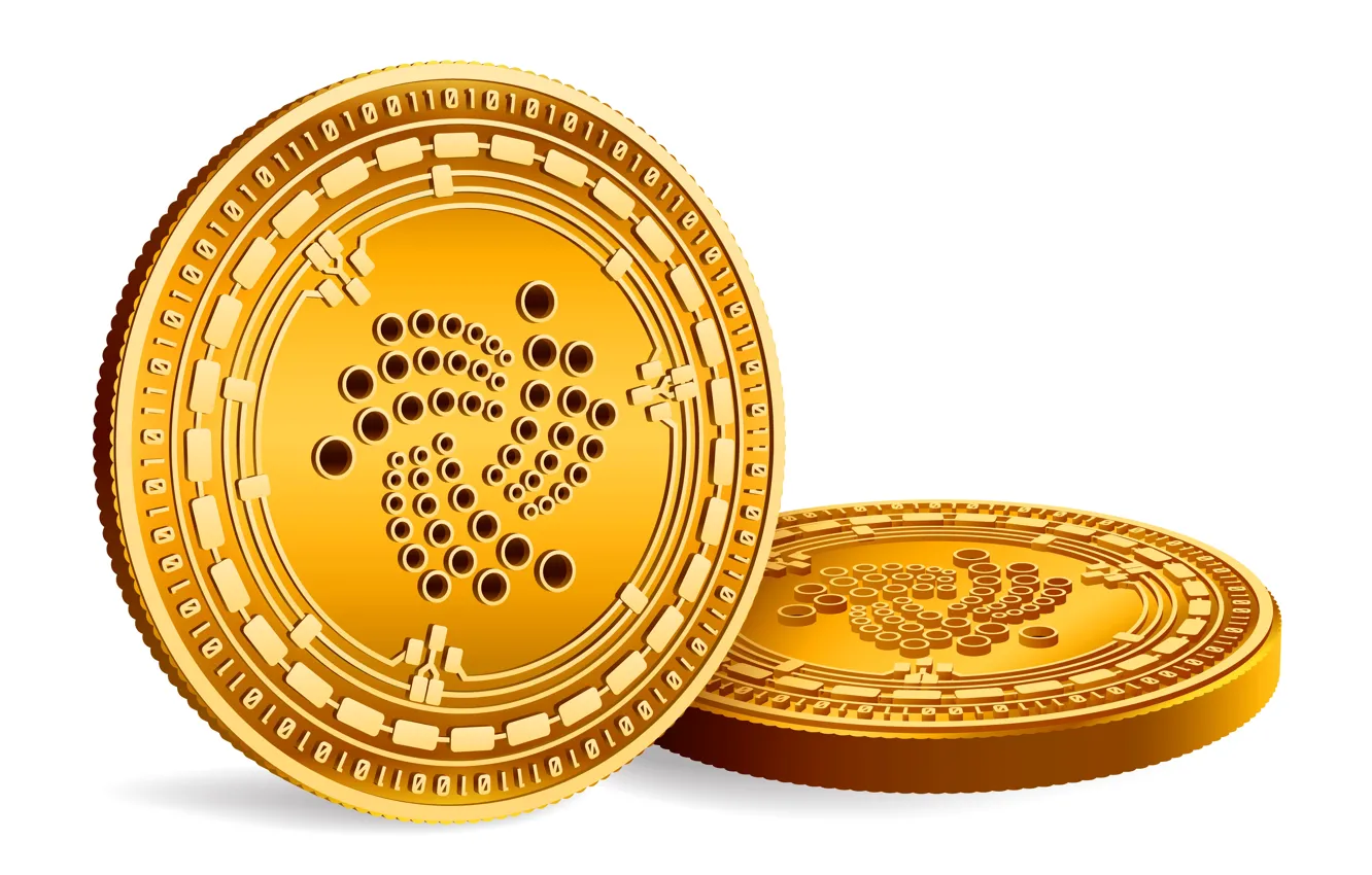 Фото обои монеты, white, gold, fon, coins, cryptocurrency, iota, йота