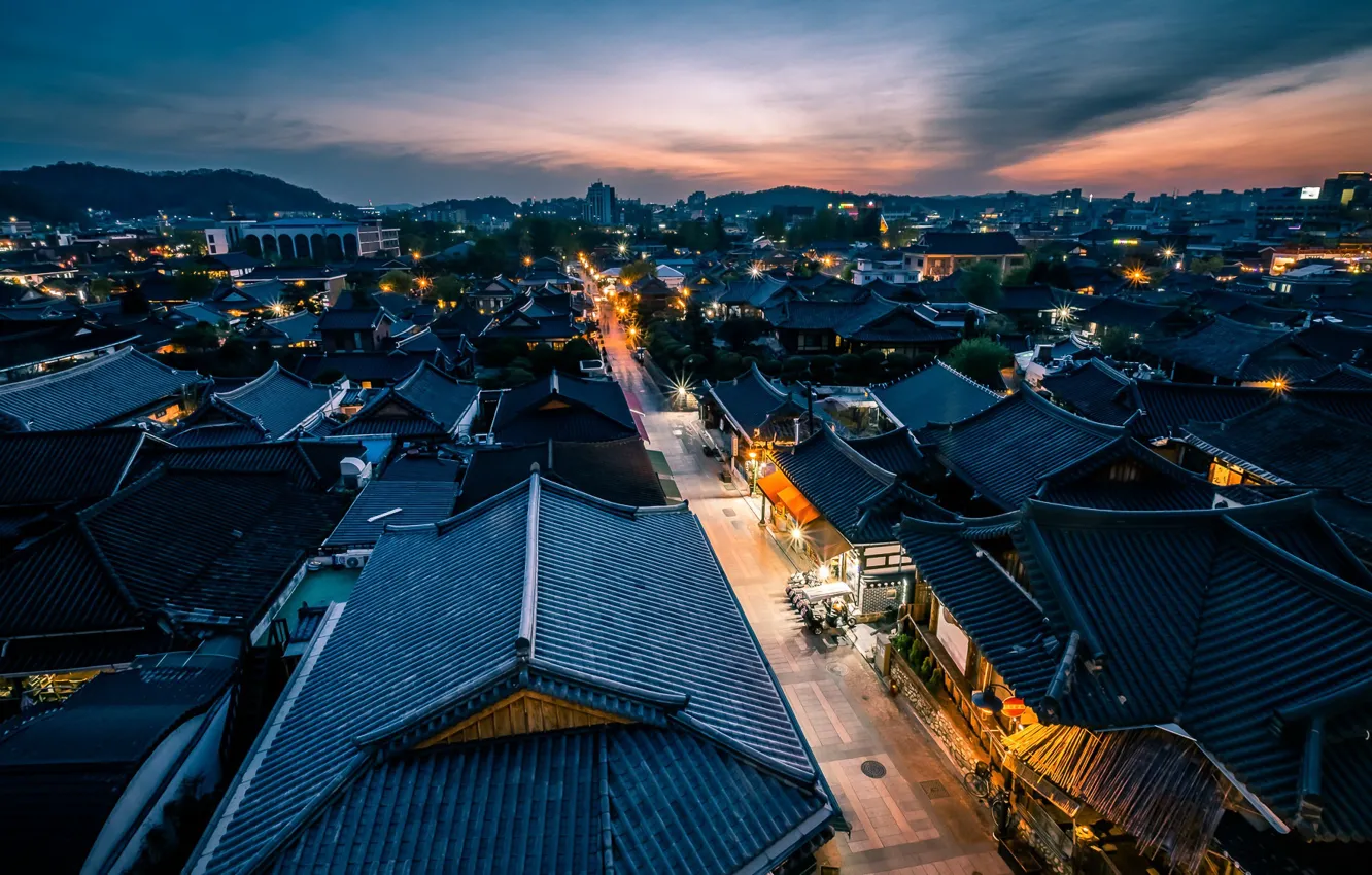 Фото обои South Korea, Sunset, Jeonju