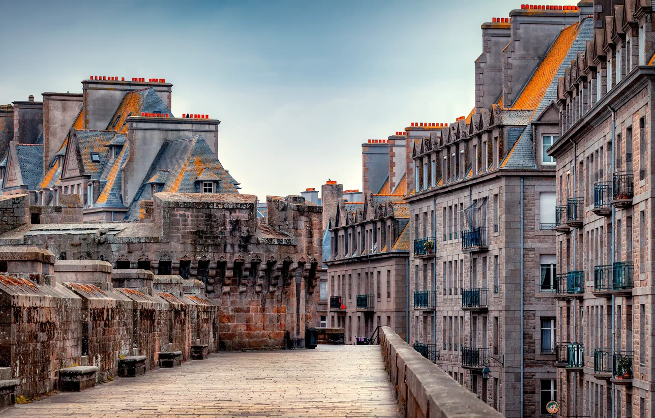 Фото обои Франция, здания, дома, France, Brittany, Бретань, Сен-Мало, Saint-Malo