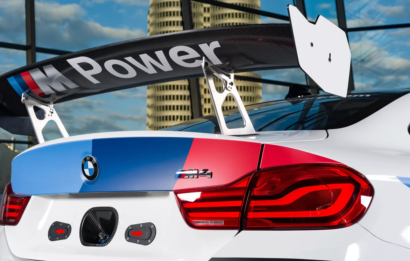 Фото обои гоночное авто, спойлер, 2018, GT4, BMW M4