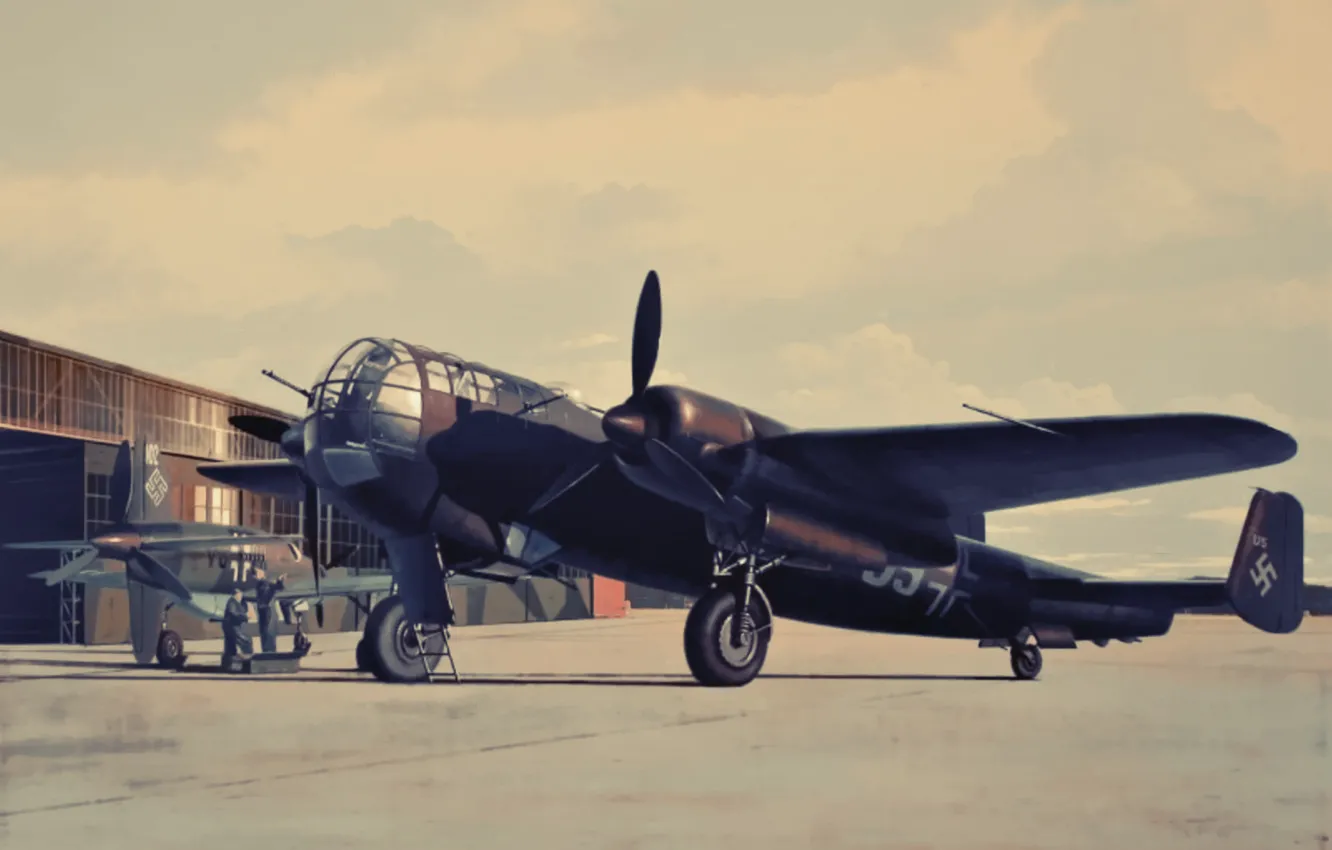 Фото обои art, painting, Dornier, Do 217, Do 335 pfeil