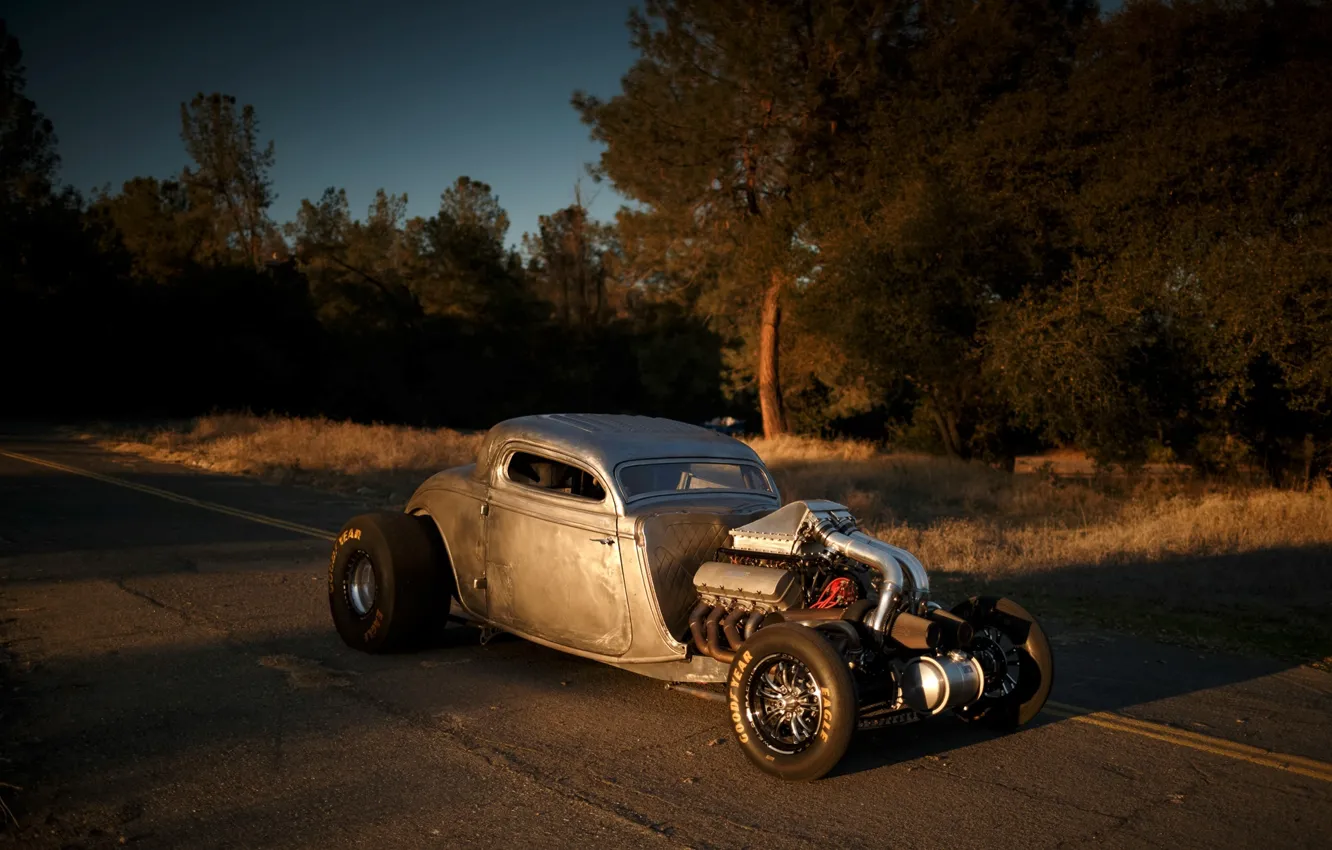 Фото обои Ford, Hot Rod, Coupe, Twin Turbo, 1934, Drag Car, Big Block