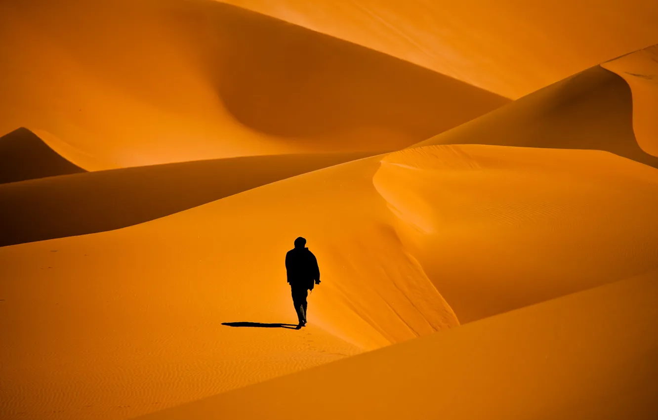 Фото обои desert, man, loneliness