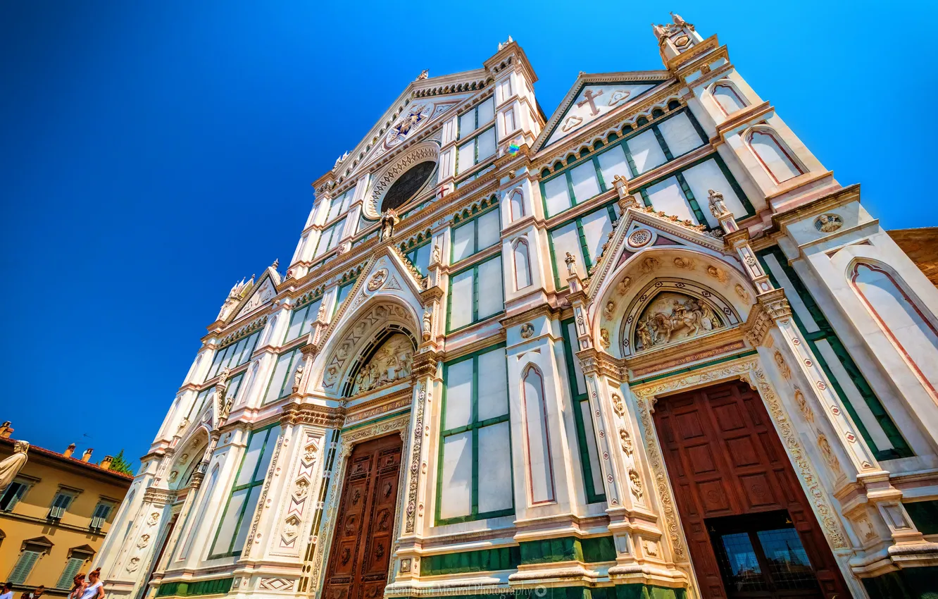 Фото обои небо, Италия, Флоренция, архитектура, фасад, базилика Санта-Кроче