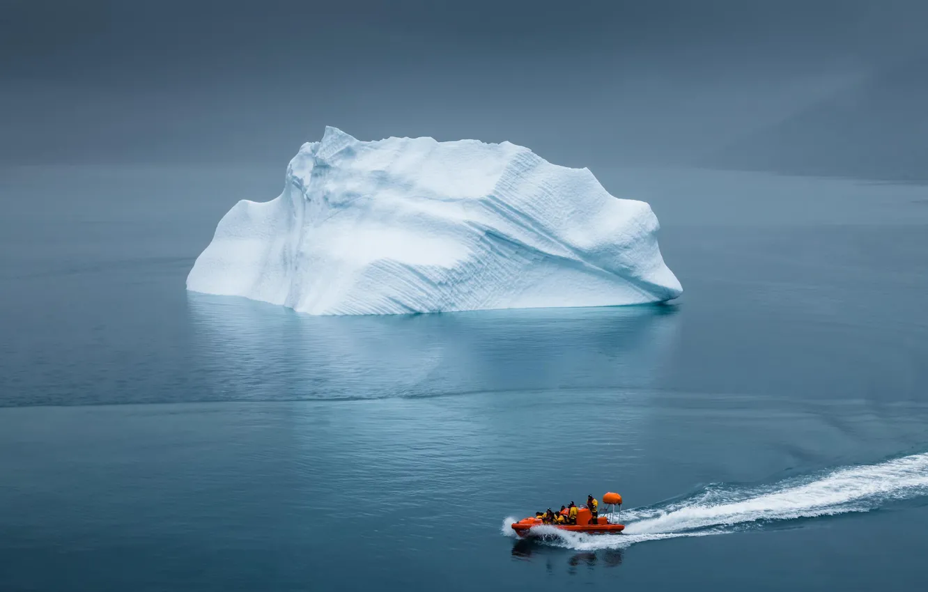 Фото обои айсберг, Гренландия, спасательная шлюпка