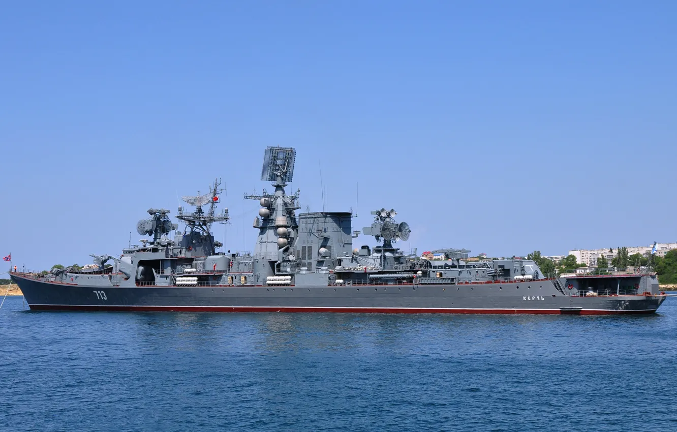 Фото обои корабль, большой, противолодочный, на рейде, Севастополь, "Керчь"