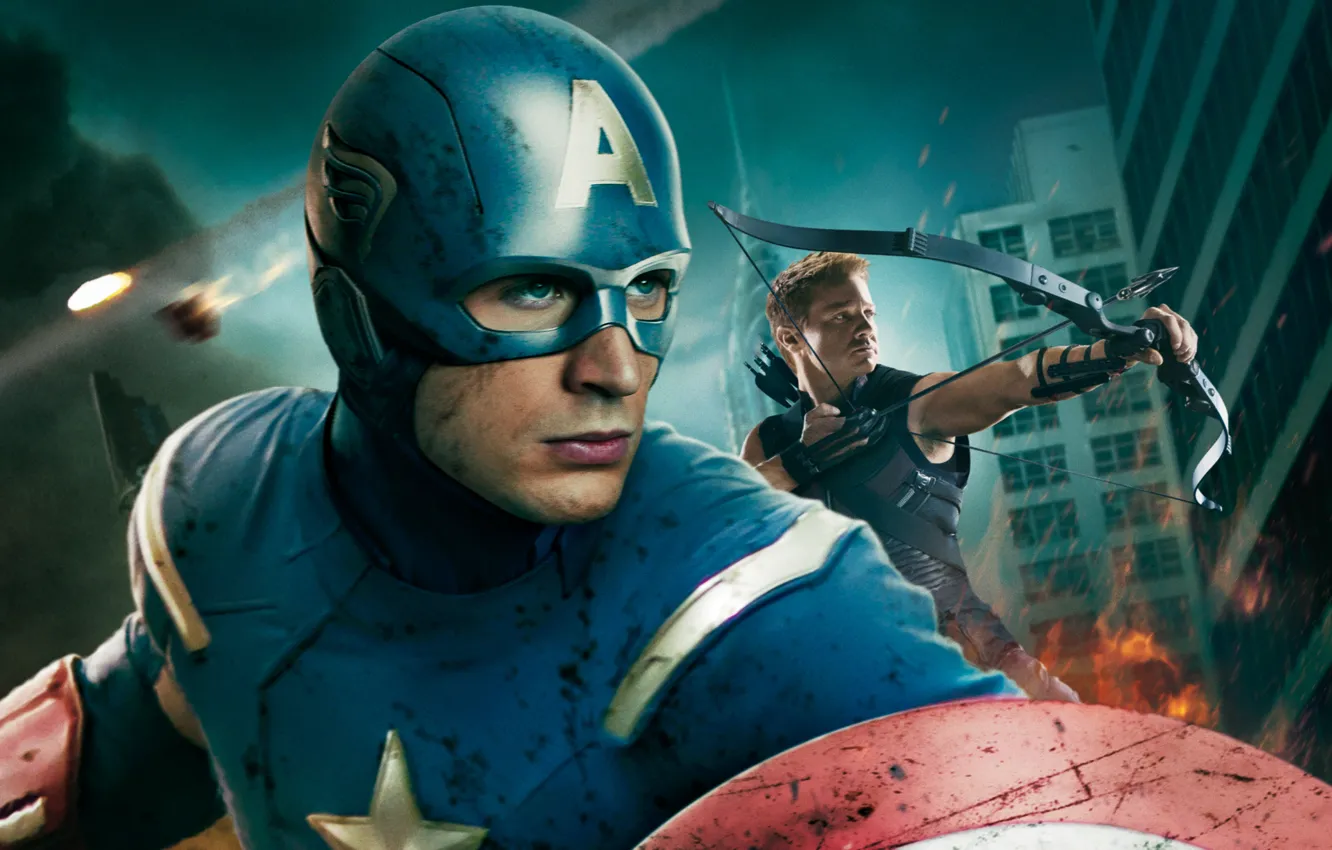Фото обои фантастика, костюм, шлем, щит, лучник, комикс, Captain America, Крис Эванс