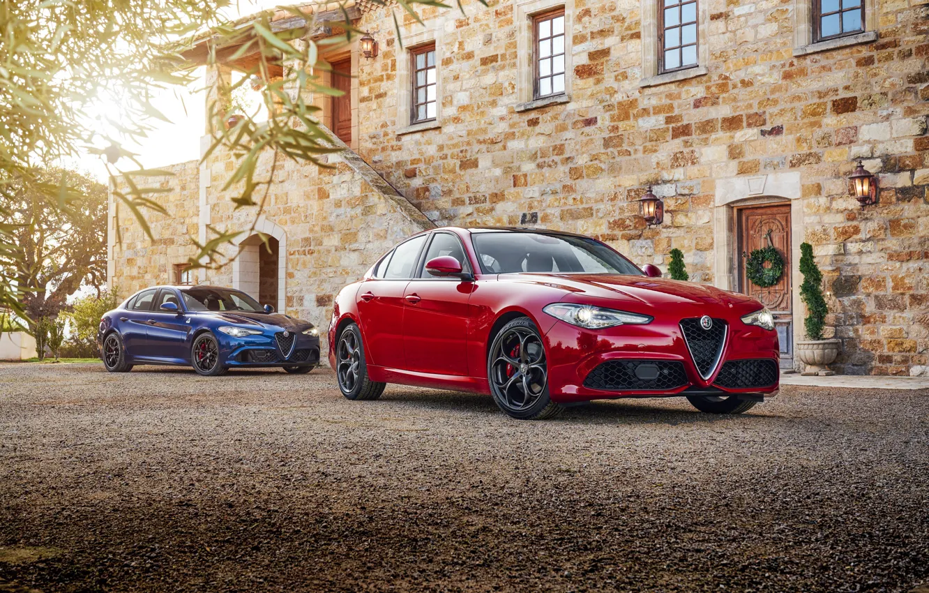 Фото обои Красный, Alfa Romeo, Автомобили, Giulia, Металлик, 2016-17