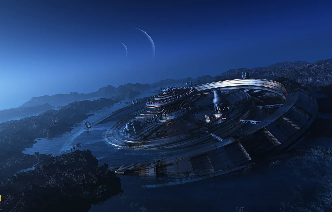 Фото обои планеты, сооружение, stranded, k11, Generation ship Arrival